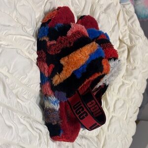 UGG Colorful Fluffy Slipper slides with Strap